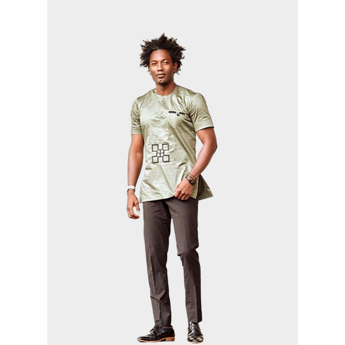 Nsaa Men's African Embroidered Top