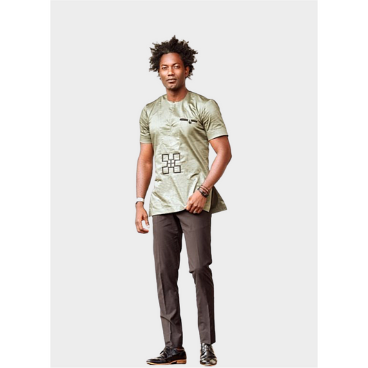 Nsaa Men's African Embroidered Top