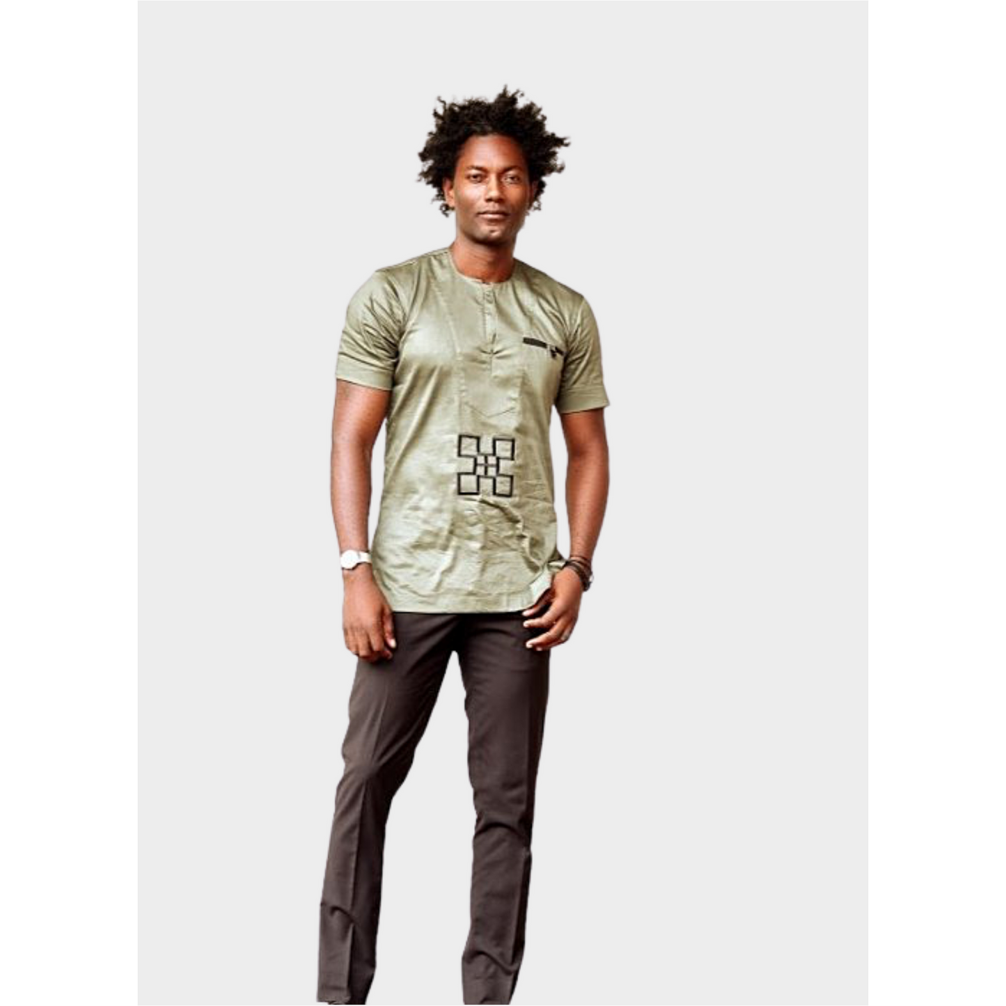 Nsaa Men's African Embroidered Top