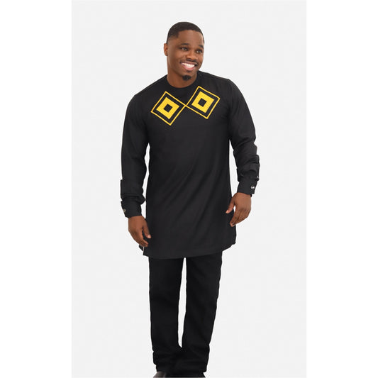 Joromi Black And Gold Men's African Shirt