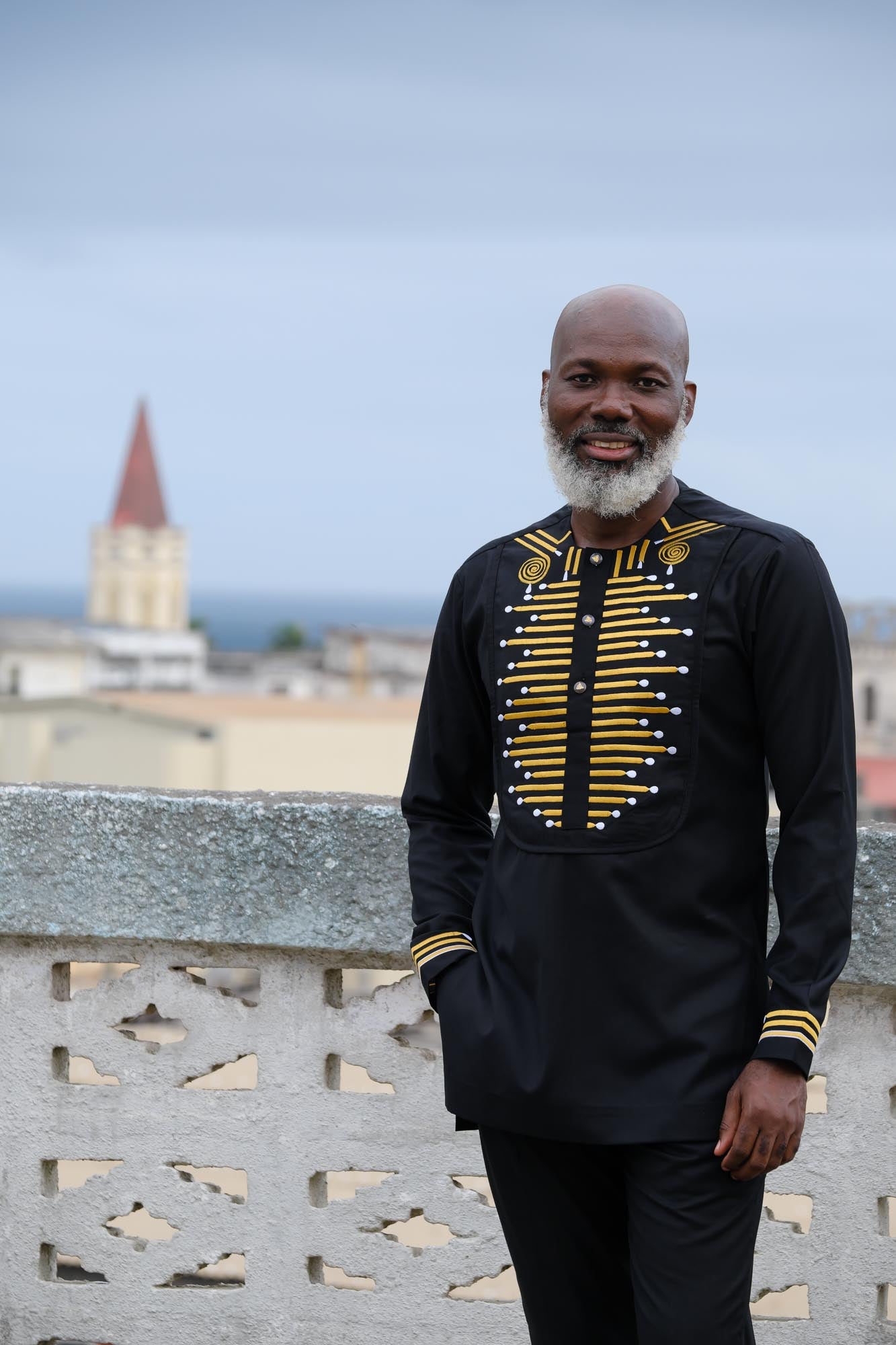 Black and Gold Embroidered Top – Ansabas Etem - Main Image