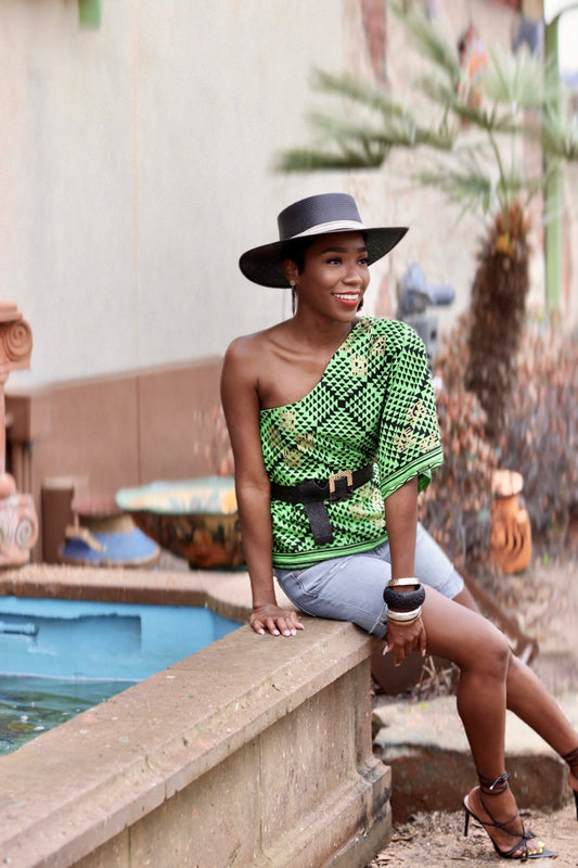 Green One Shoulder Blouse