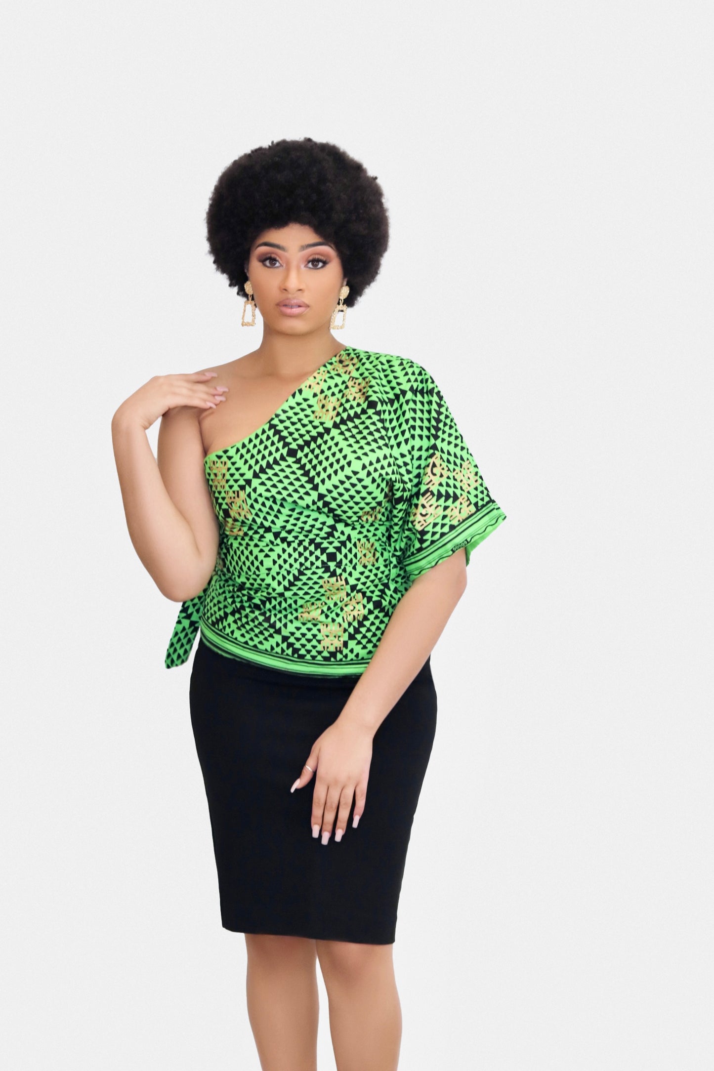 Green One Shoulder Blouse