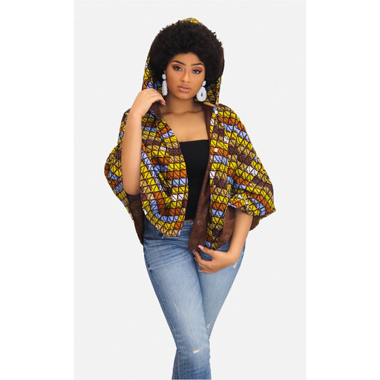 The Honey Cape - Multi/Brown African Print
