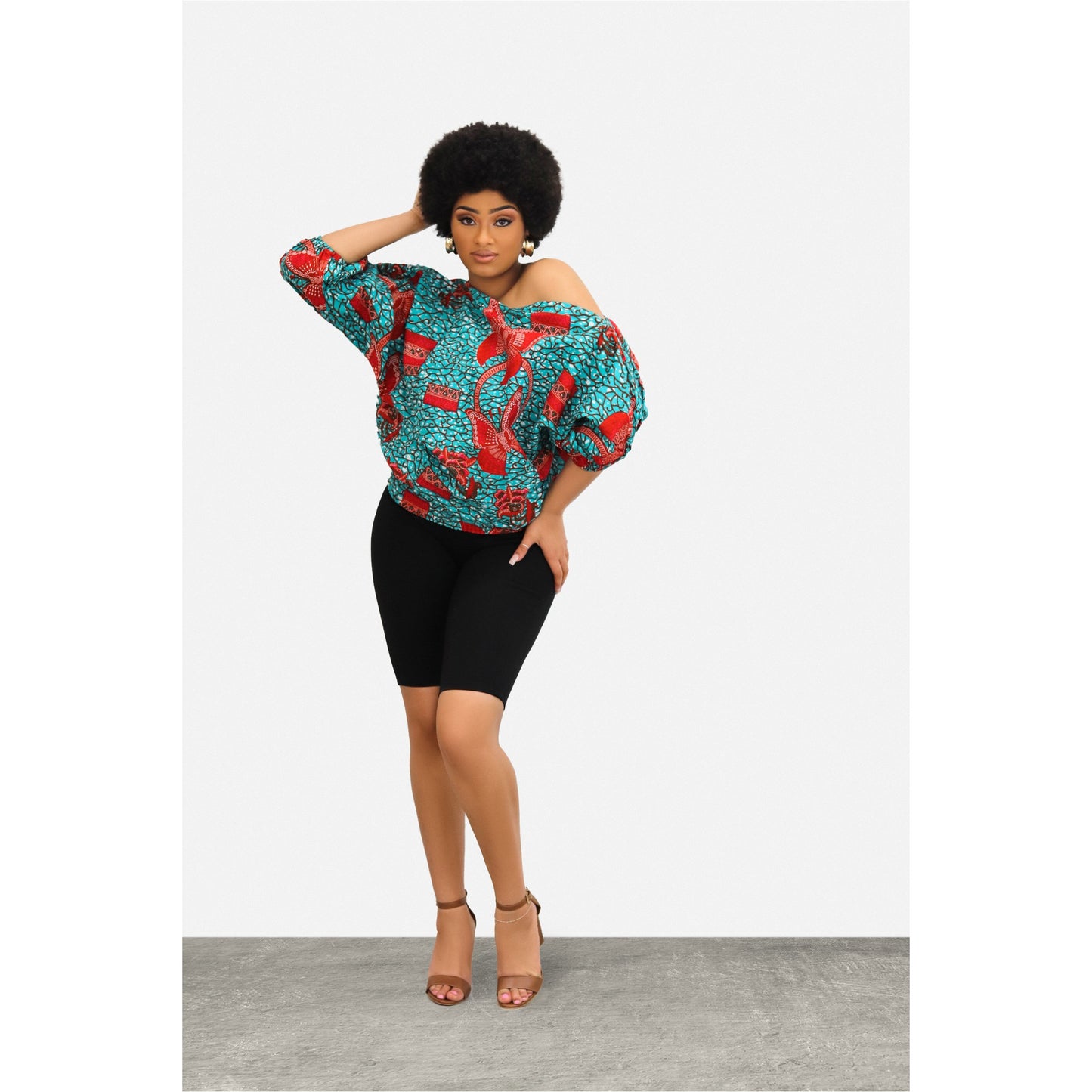 Nzema African Print Mini Blouse Dress