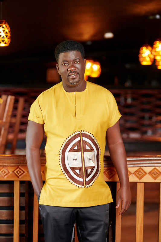 Kwahu Embroidered Top Mustard